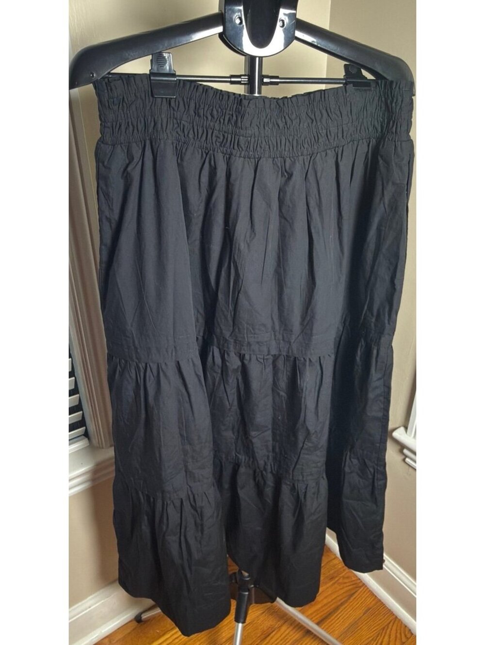 Quince 100% Organic Cotton Poplin Tiered Maxi Skirt Black XL NWT - Picture 2 of 5